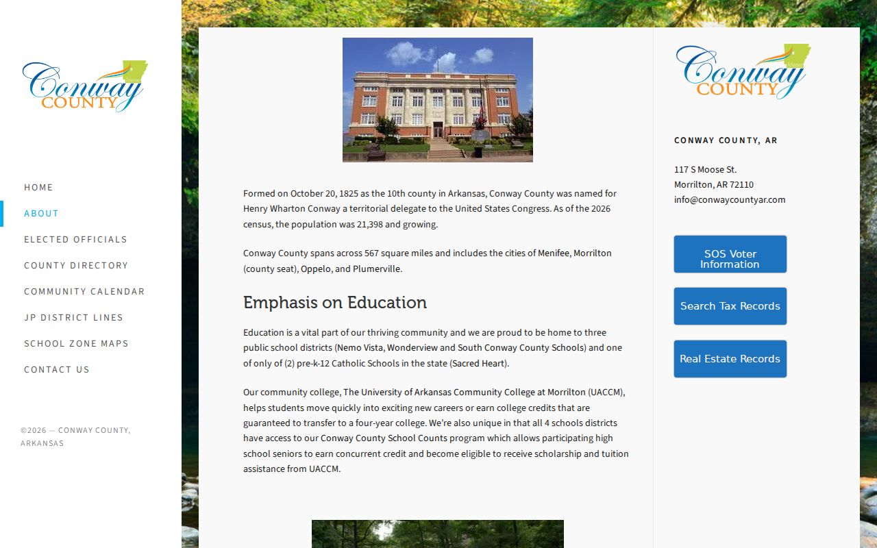 Conway County local history and courthouse context page