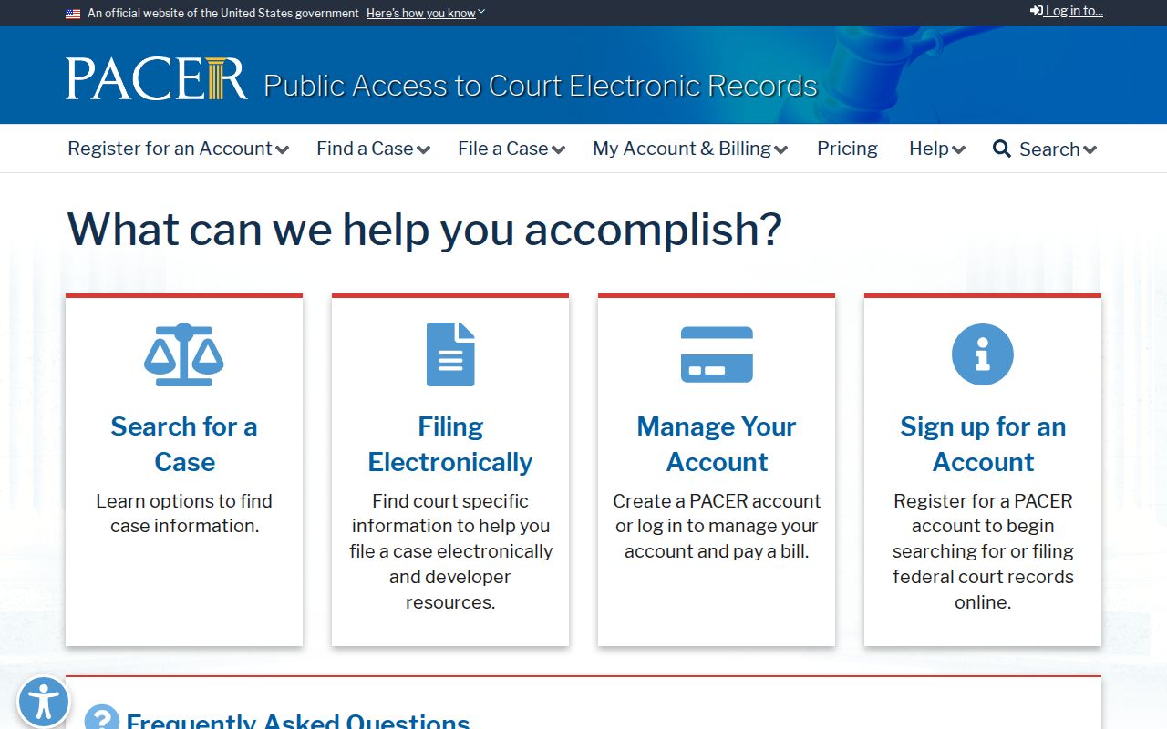 PACER federal case records portal