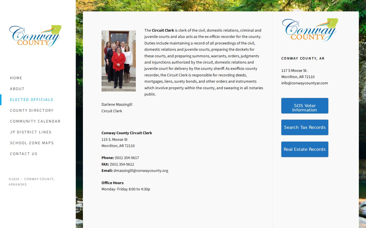 Conway County Circuit Clerk page for criminal and circuit case-file custody